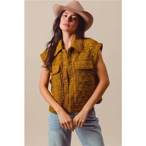 SO ME Triangle‎ Quilting Stitch Button Up Knit Vest
